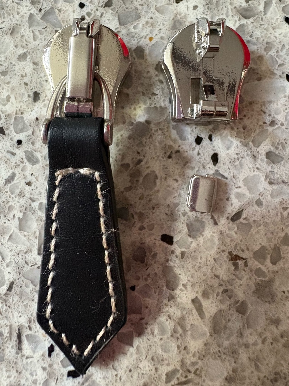 BURBERRY Leather Zipper Pull with Silver Hardware